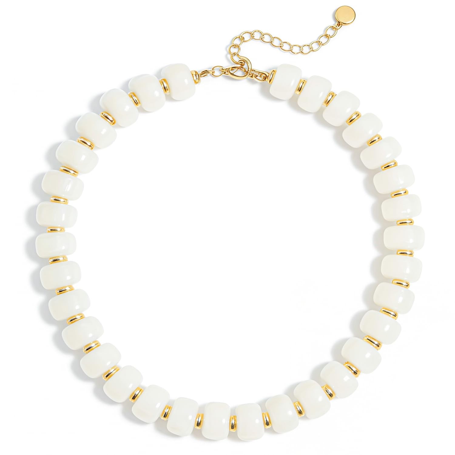 FGMZTY Colorful Beaded Necklace for Women 17.3in+3.5in, a-White