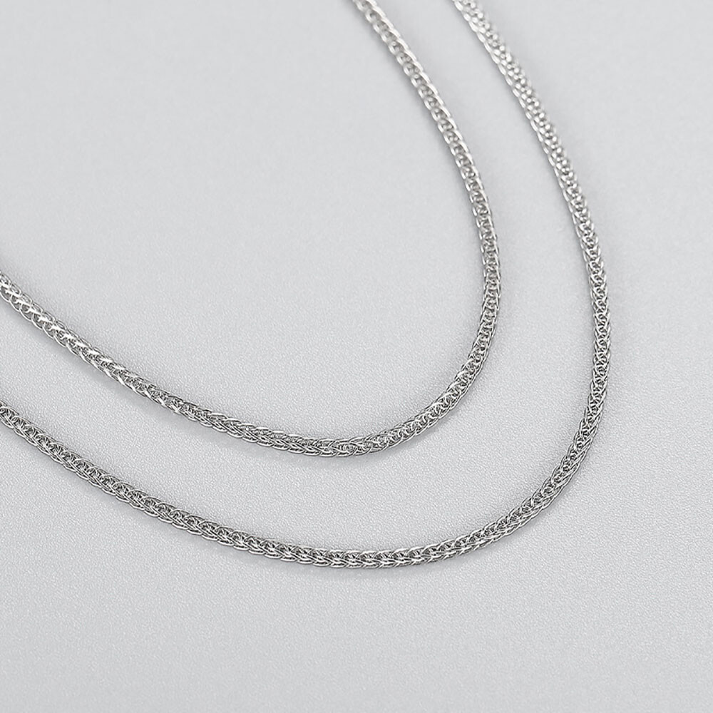 Genuine 925 Sterling Silver Fine Necklace Classic 1.2mm Spiga/Wheat Chain Unisex