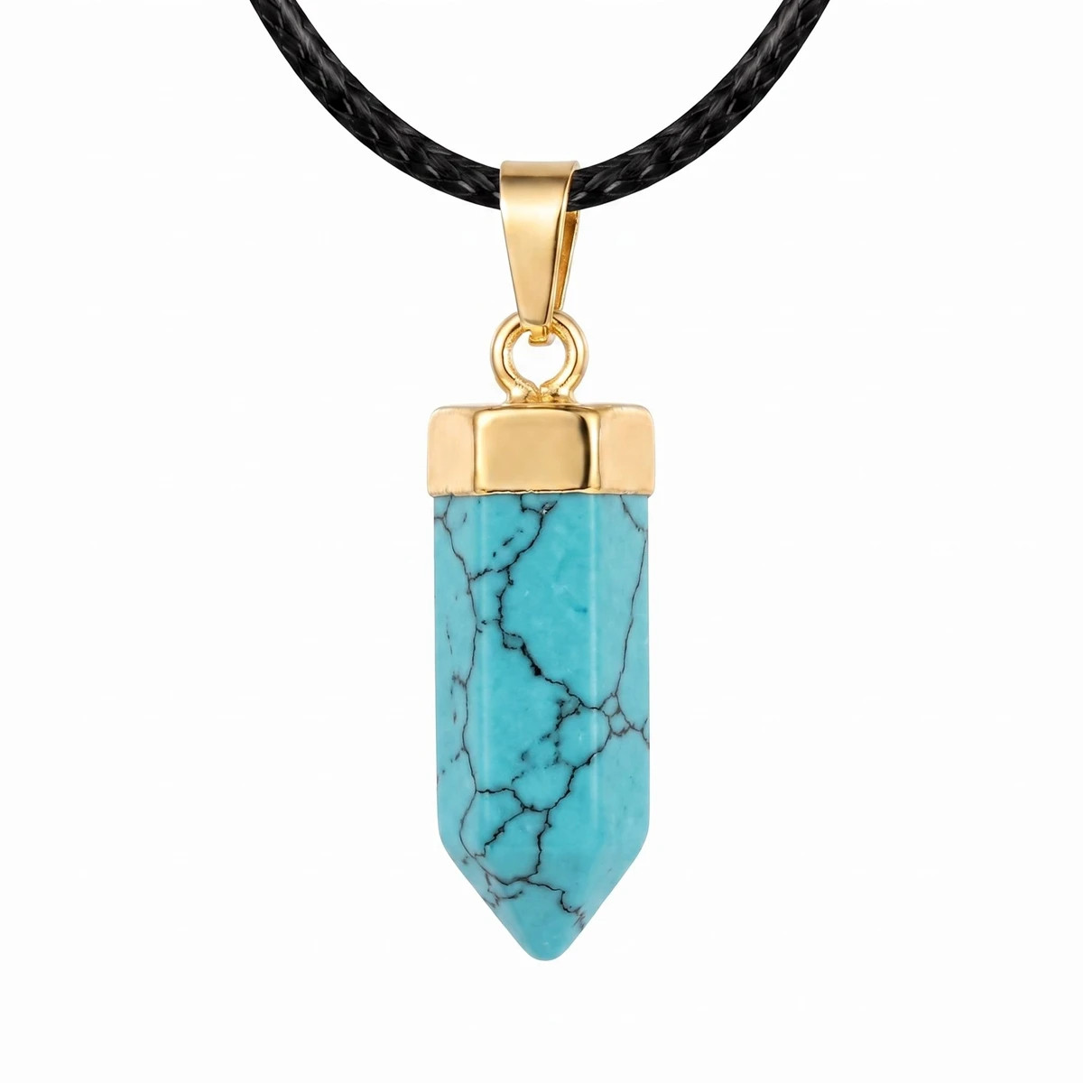 6PCS Crystal Hexagonal Point Stone Pendant Necklace for Women Healing Chakra
