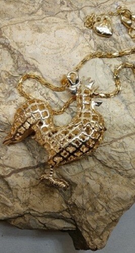 Rooster Necklace Farm Collection Multicolored Enamel Gold tone 27 in
