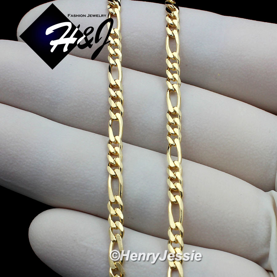 20″MEN WOMEN 18K Gold Filled 3mm Gold Figaro Link Chain Necklace*GFN1