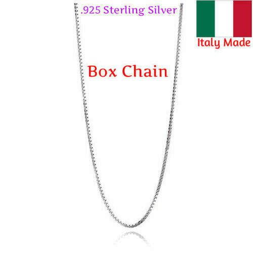 Solid Sterling Silver BOX Chain Necklace 0.8mm Stamped 925 Made In Italy