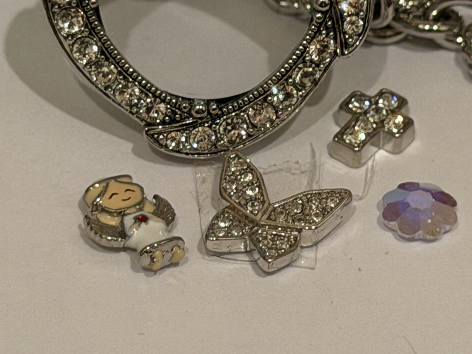 Origami Owl Silver Medium Crystal Locket Set