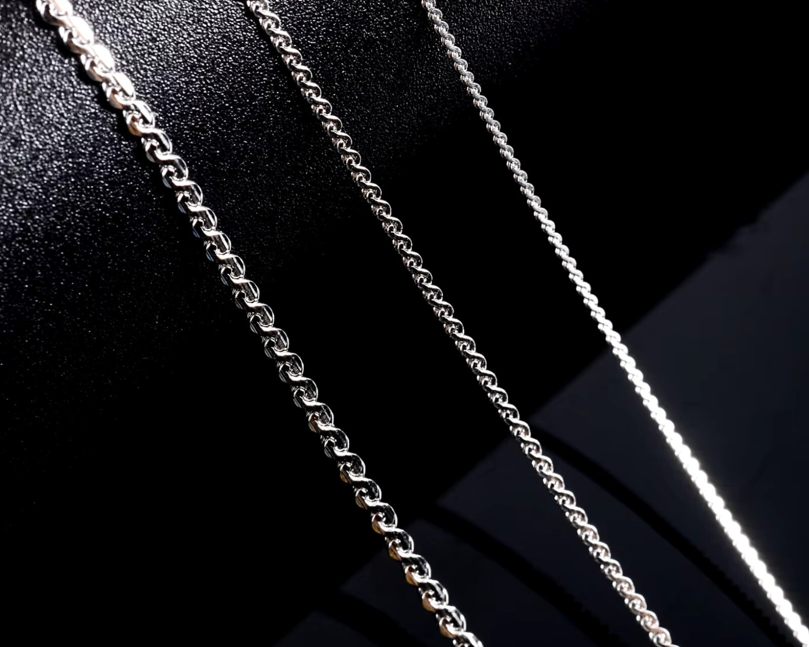Silver Stainless Steel Thin S Chain Necklace 14-24 in length, 0.8 mm width