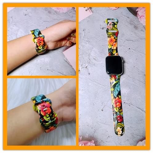 Watch Band Hawaiian Flowers Silicone Compatible Apple 42/44/45/49mm 42mm 44mm