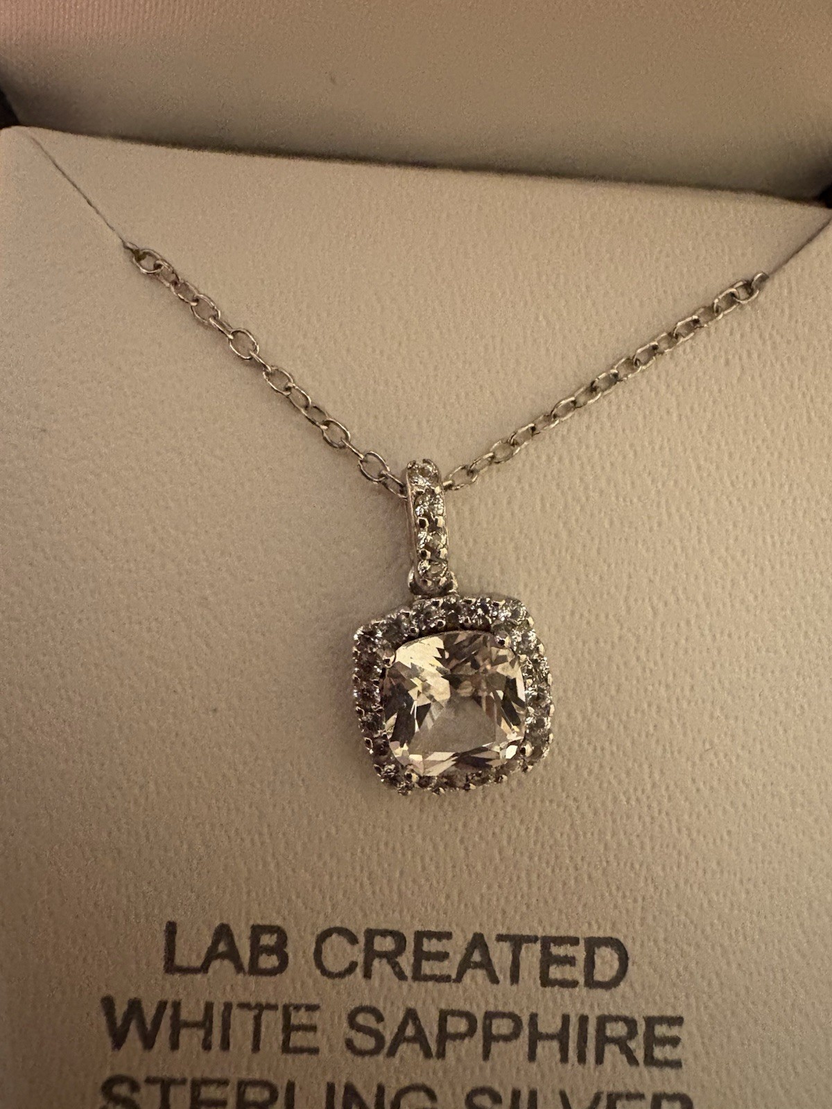 White Sapphire Necklace lab created