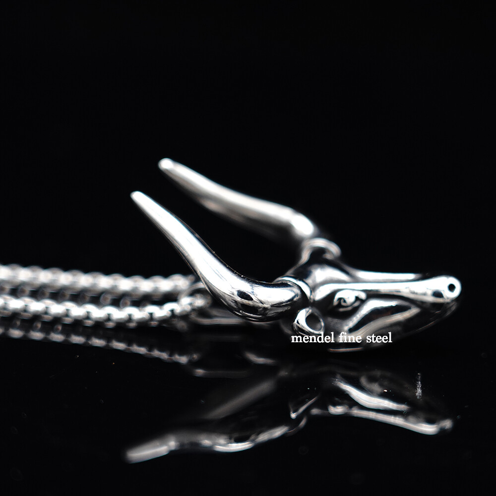 MENDEL Stainless Steel Boys Mens Animal Ox Bull Head Pendant Necklace For Men