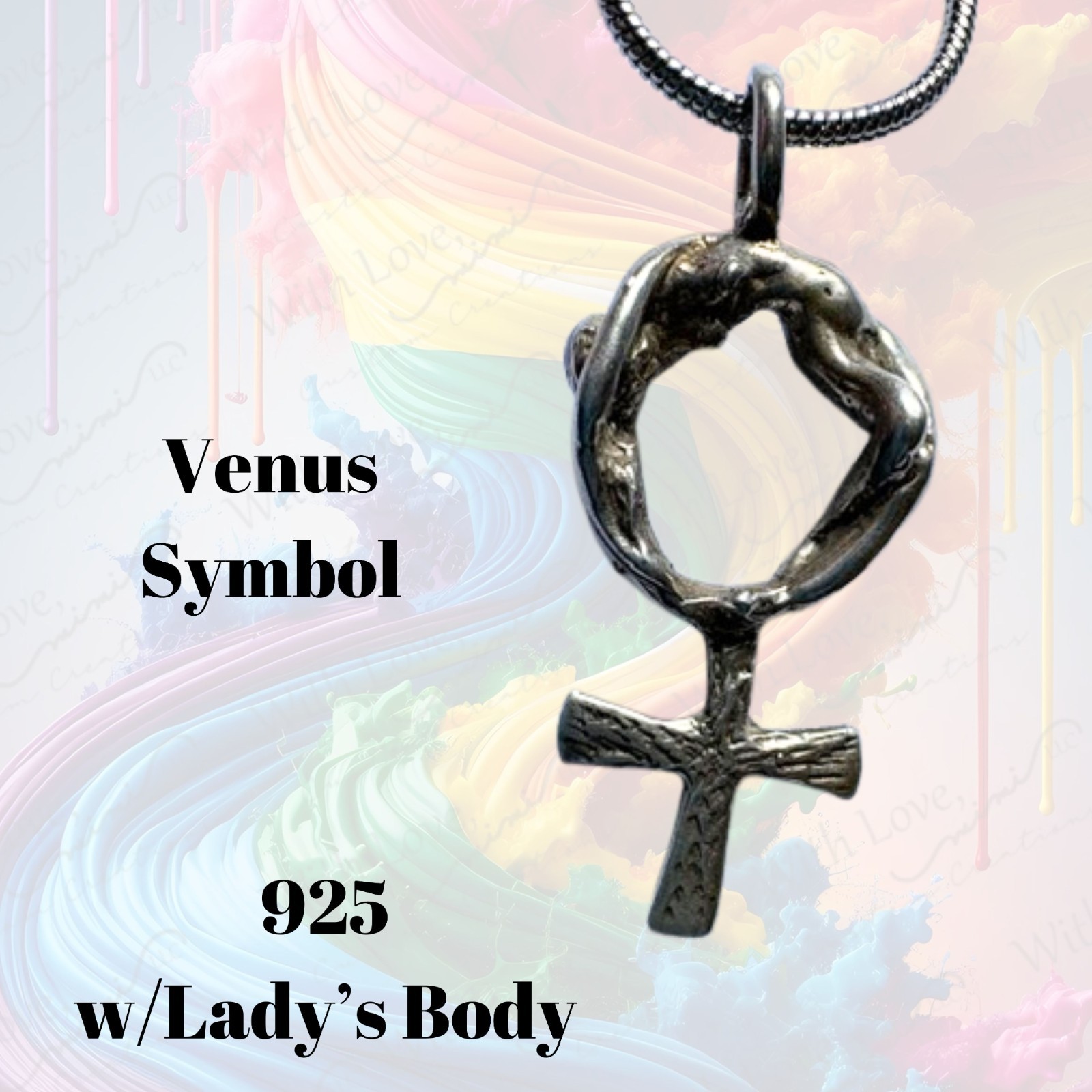 Nude Lady on Venus Symbol 925 Pendant Gay Pride Symbol LGBQT Lesbian by JKL 860