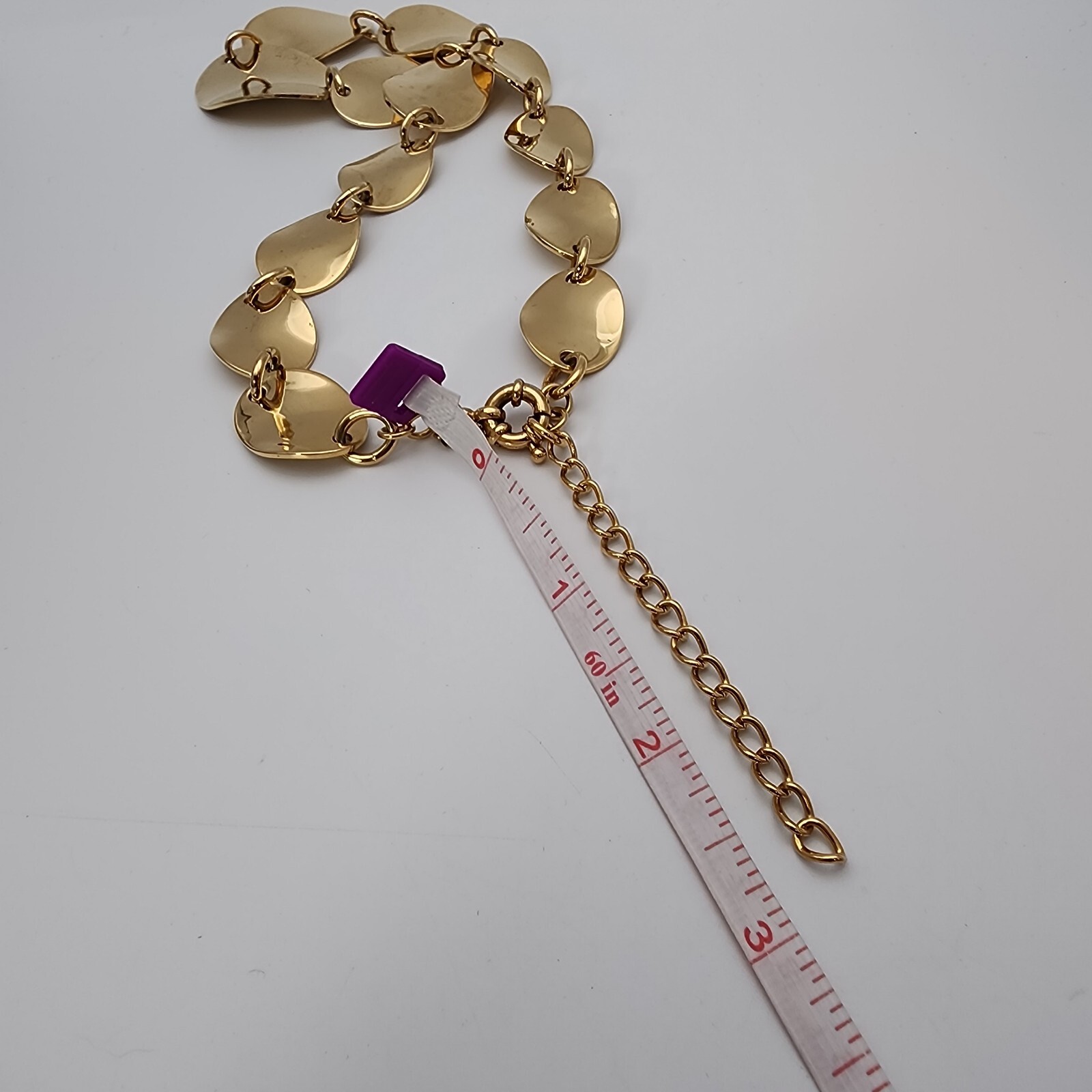 Vtg Choker Francesca Visconti Graduated Waved Ovals Shiny Gold Tone Necklace 16″