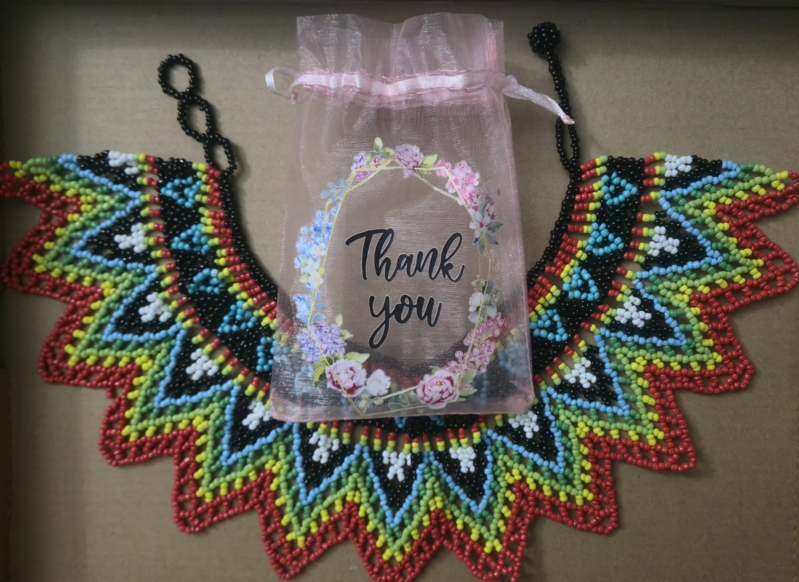 Handcrafted Multicolor Glass Beaded Statement Bohemian Tie Necklace