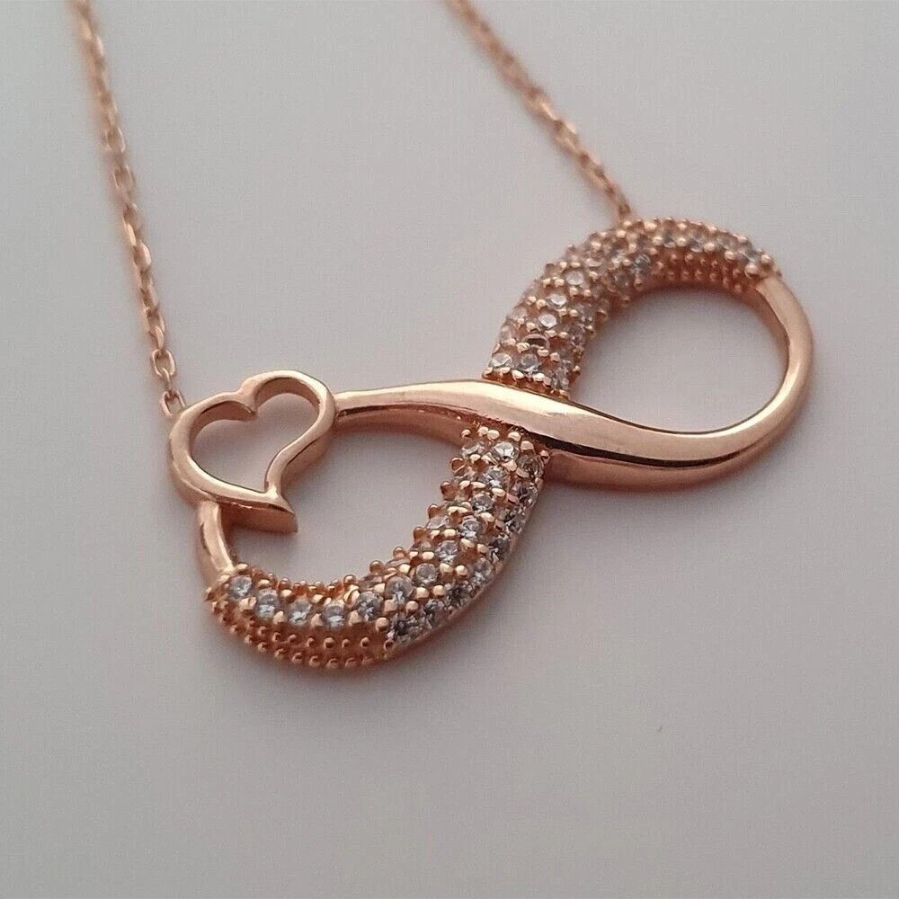 2Ct Round Cut Simulated Diamond Women’s Infinite Pendant In 14K Rose Gold Plated
