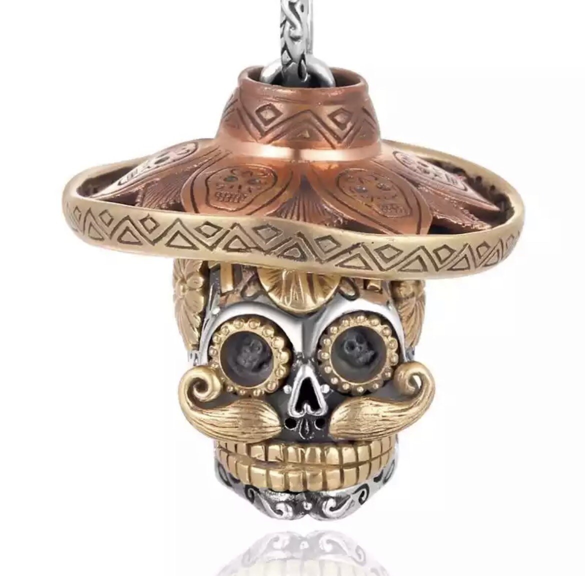 Men’s Fashion Jewelry Silver Skull Calavera Day Of The Dead Pendant Necklace 156
