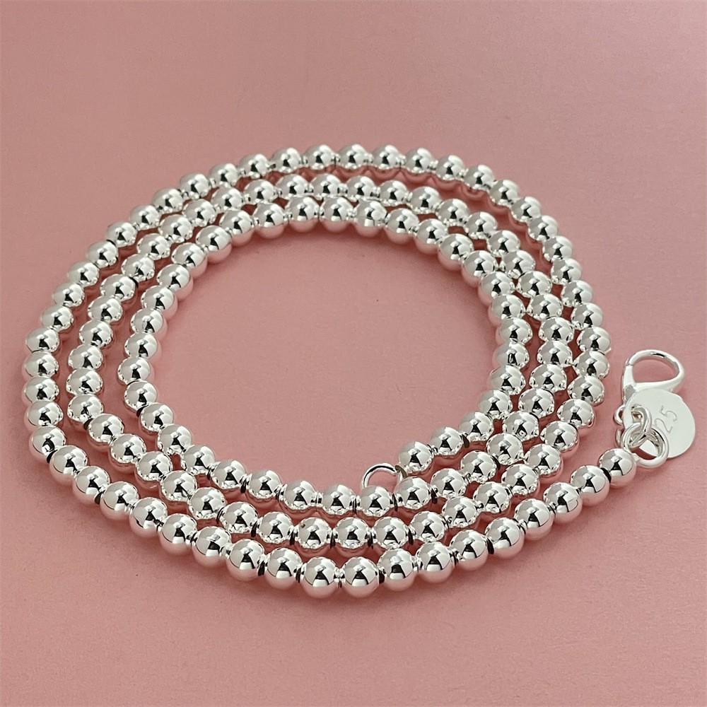 16″-20″ Mens Womens 925 Sterling Silver 4mm Ball Beads Chain Necklace #N275