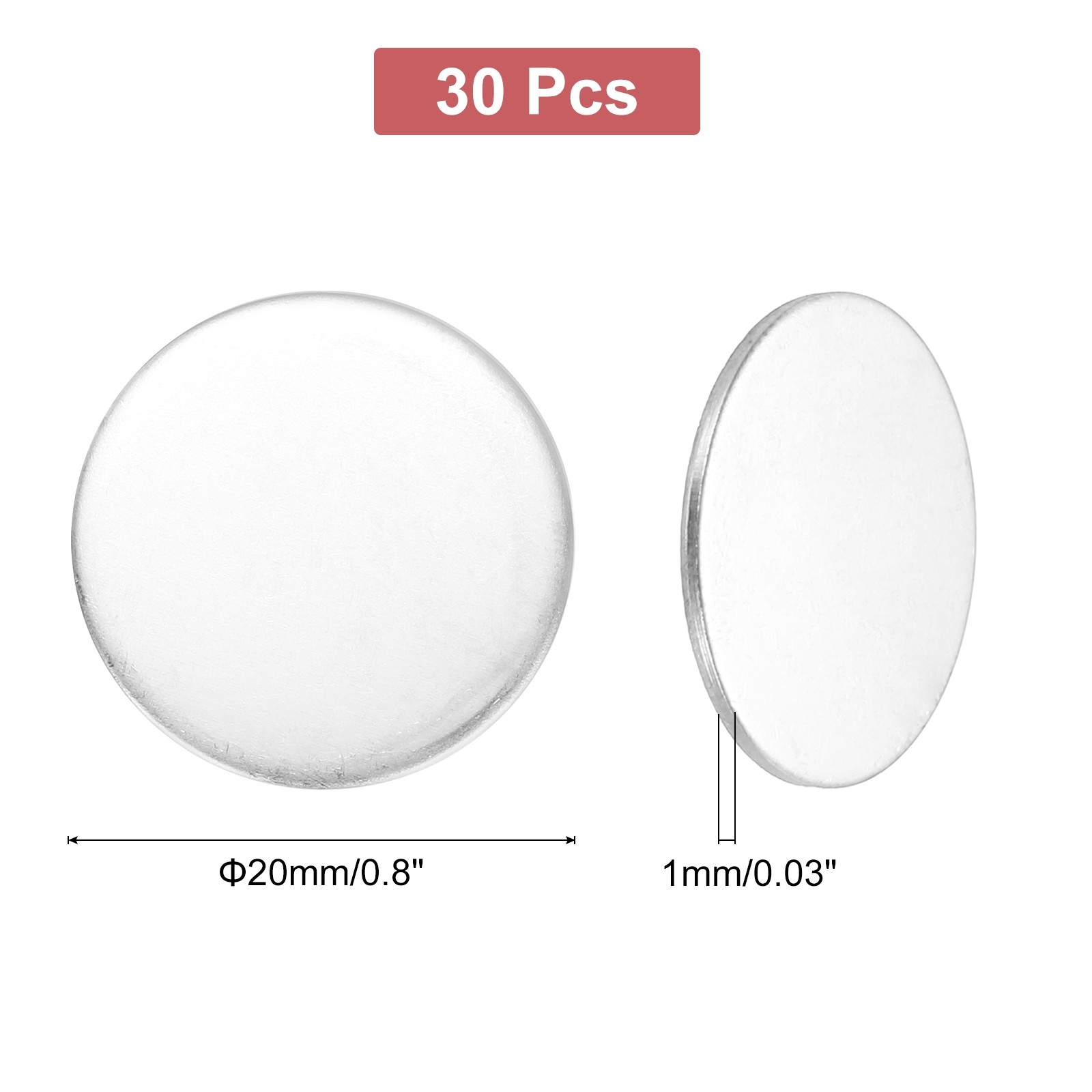 30Pcs Stainless Steel Round Stamping Pendant Charm – 20mm/0.8″
