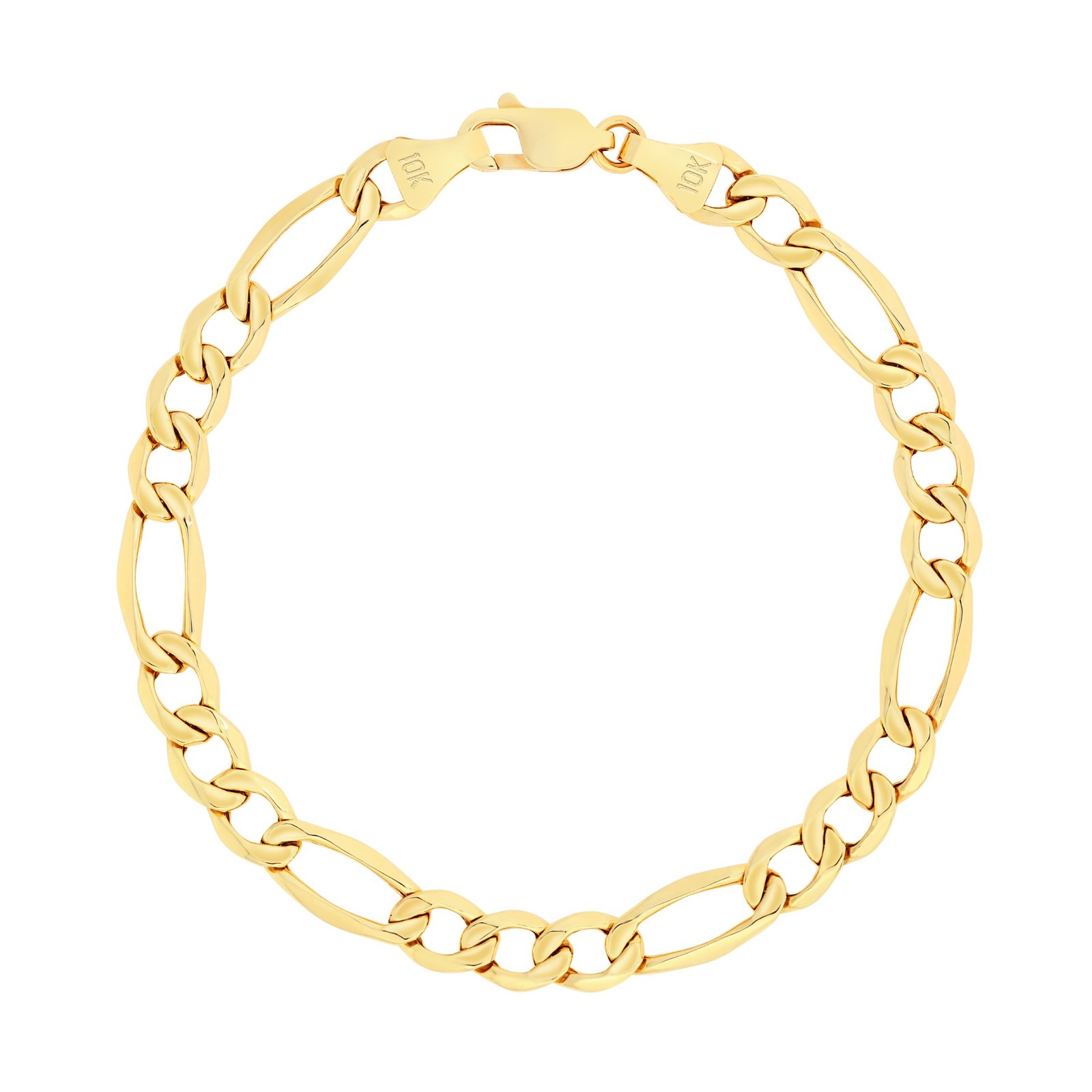 10K Yellow Gold 2mm-9mm Italian Figaro Chain Link Bracelet Mens Women 7″ 8″ 9″