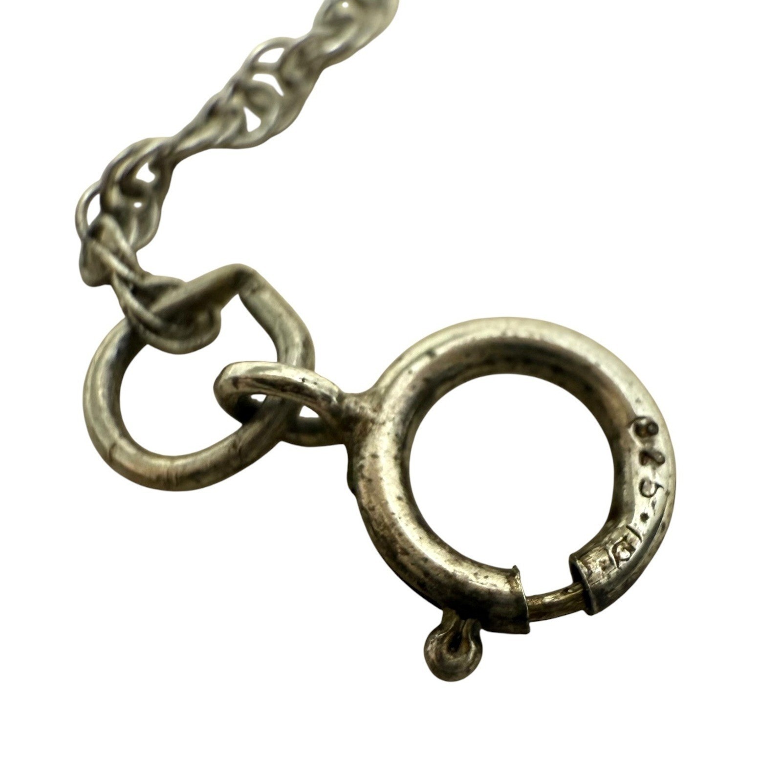 925 Sterling Silver Rhinestone Accent Circle Pendant Necklace Jewelry 10 in L