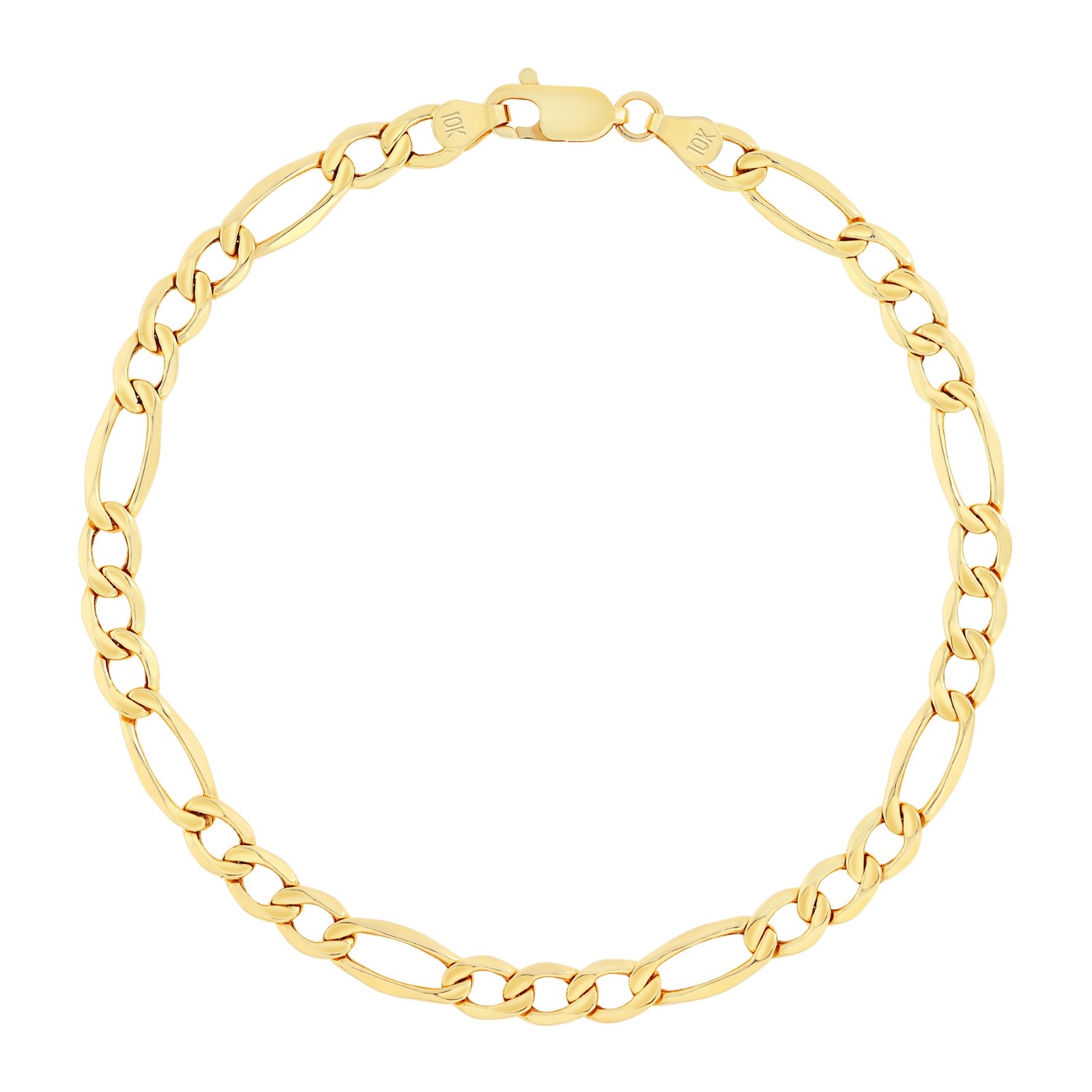 10K Yellow Gold 2mm-9mm Italian Figaro Chain Link Bracelet Mens Women 7″ 8″ 9″
