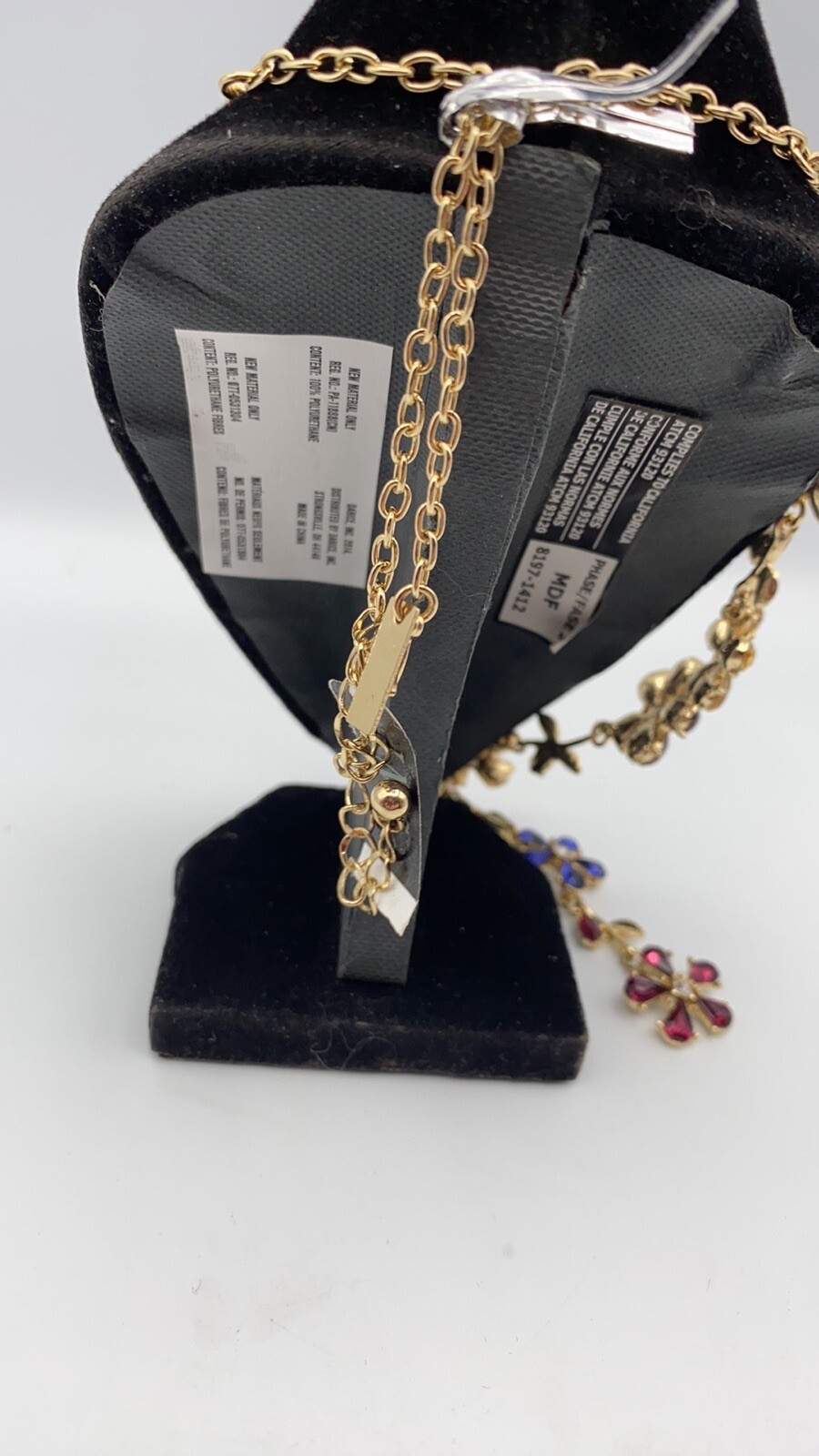 INC International Concepts Gold Tone Multi Color Crystal Flower Y Necklace