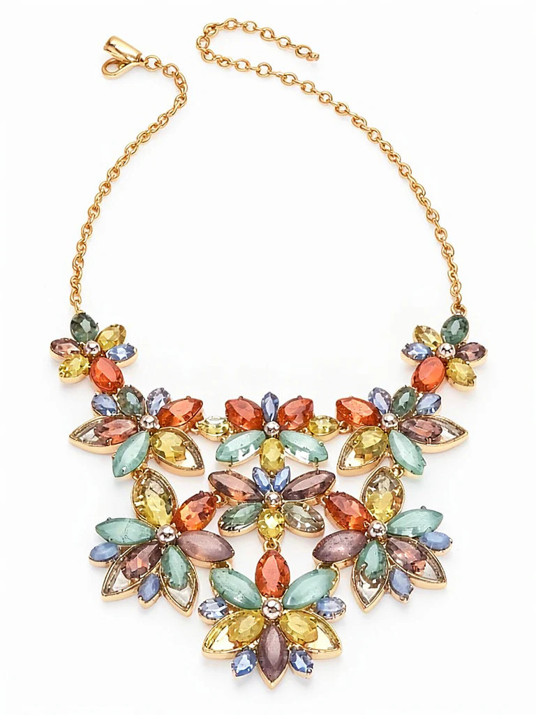 I.n.c. Gold-Tone Crystal and Stone Flower Statement Necklace