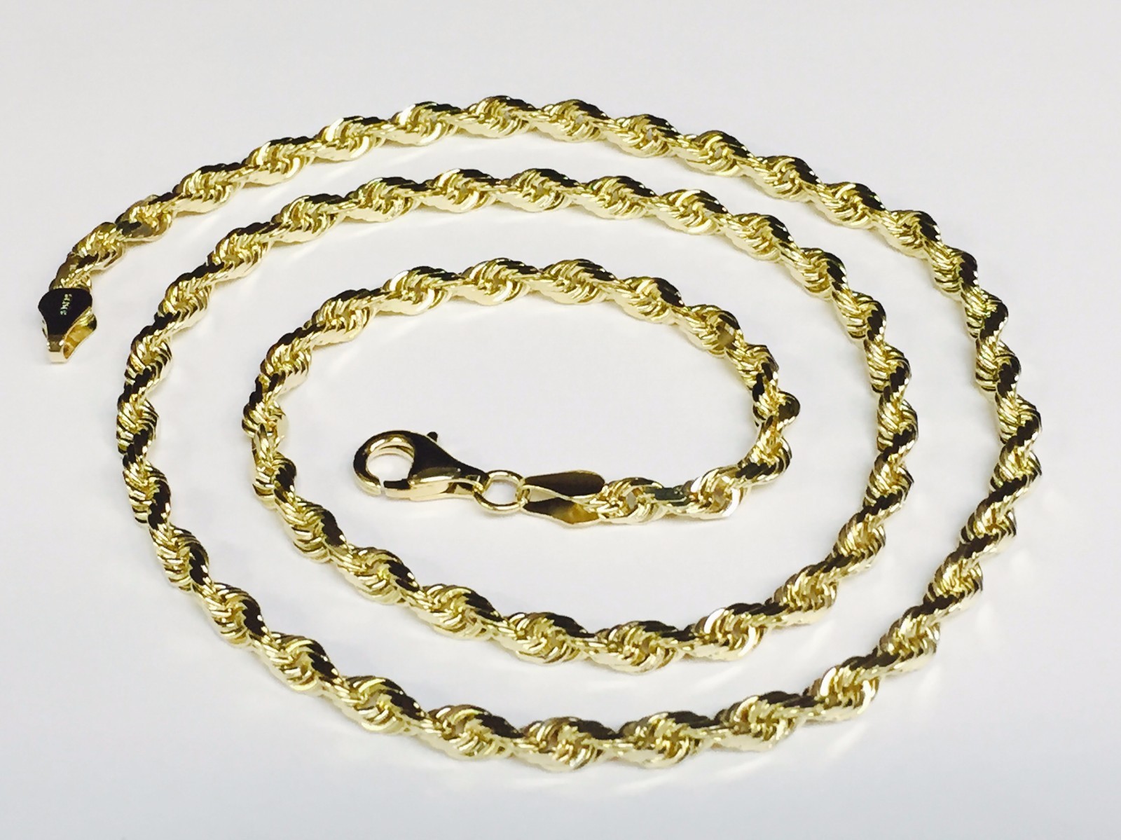 10k Yellow Gold 22″ Solid Diamond Cut Rope Chain Necklace 5 mm 27 Grams