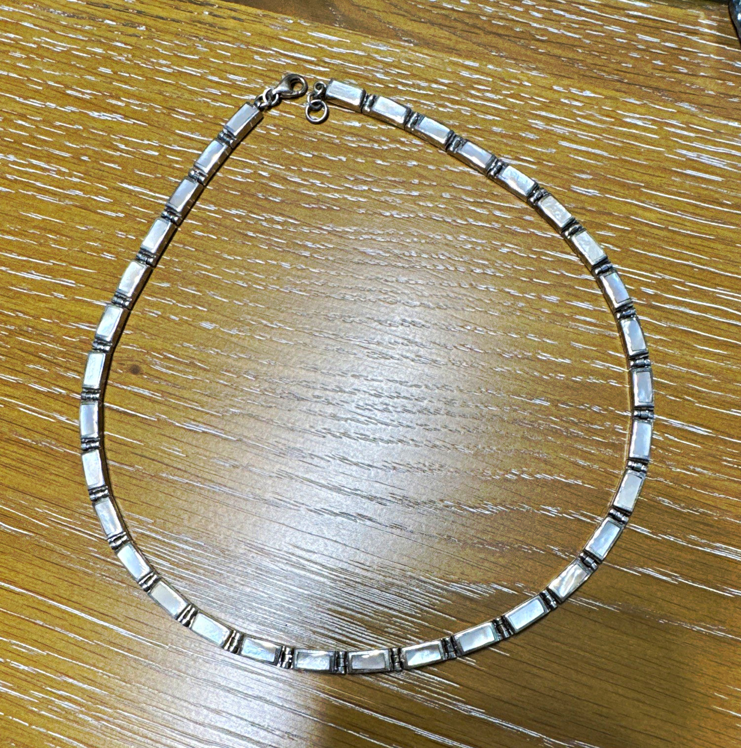 Vintage sterling silver rectangular link inlay choker
