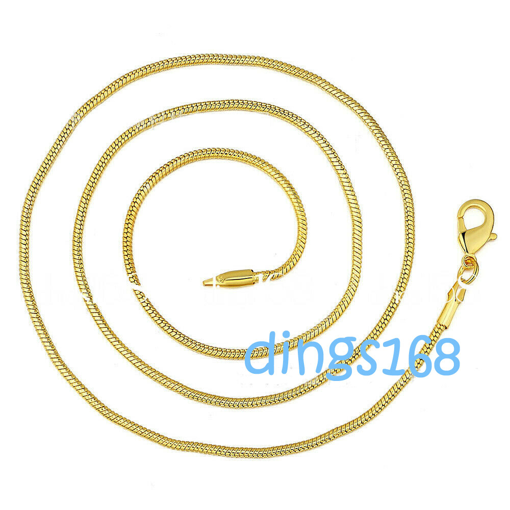 18 Yellow Gold Filled Classic Italian Snake Chain Necklace 16/18/20/22/24/26-38″