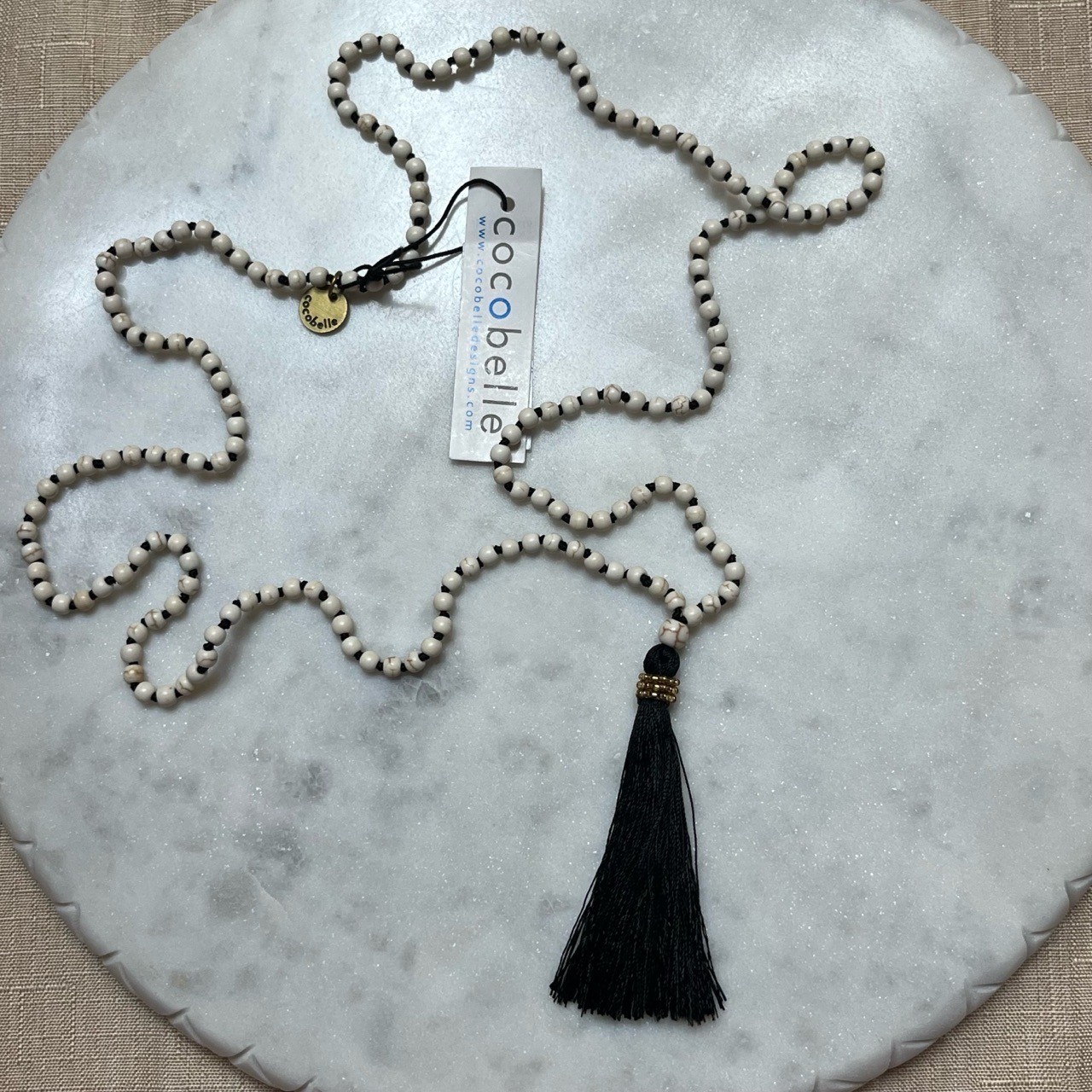 Anthropologie Cocobelle Necklace Satya Black Tassel Fringe Bead Long Jewelry New