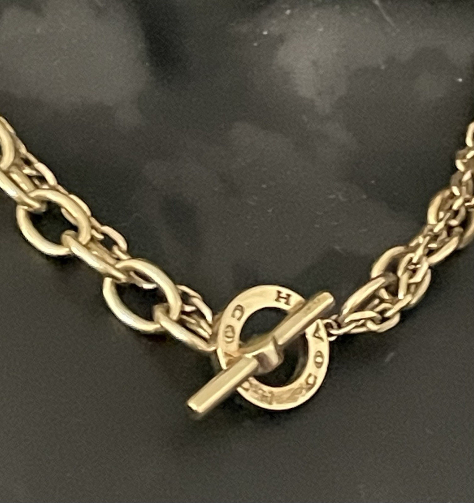 Vintage COACH LOGO Toggle 18 In. Gold Tone Double Heavy Chain Charm Necklace
