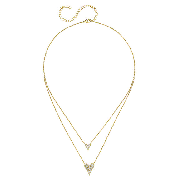 Jennifer Miller Double Pave Heart Layered Necklace