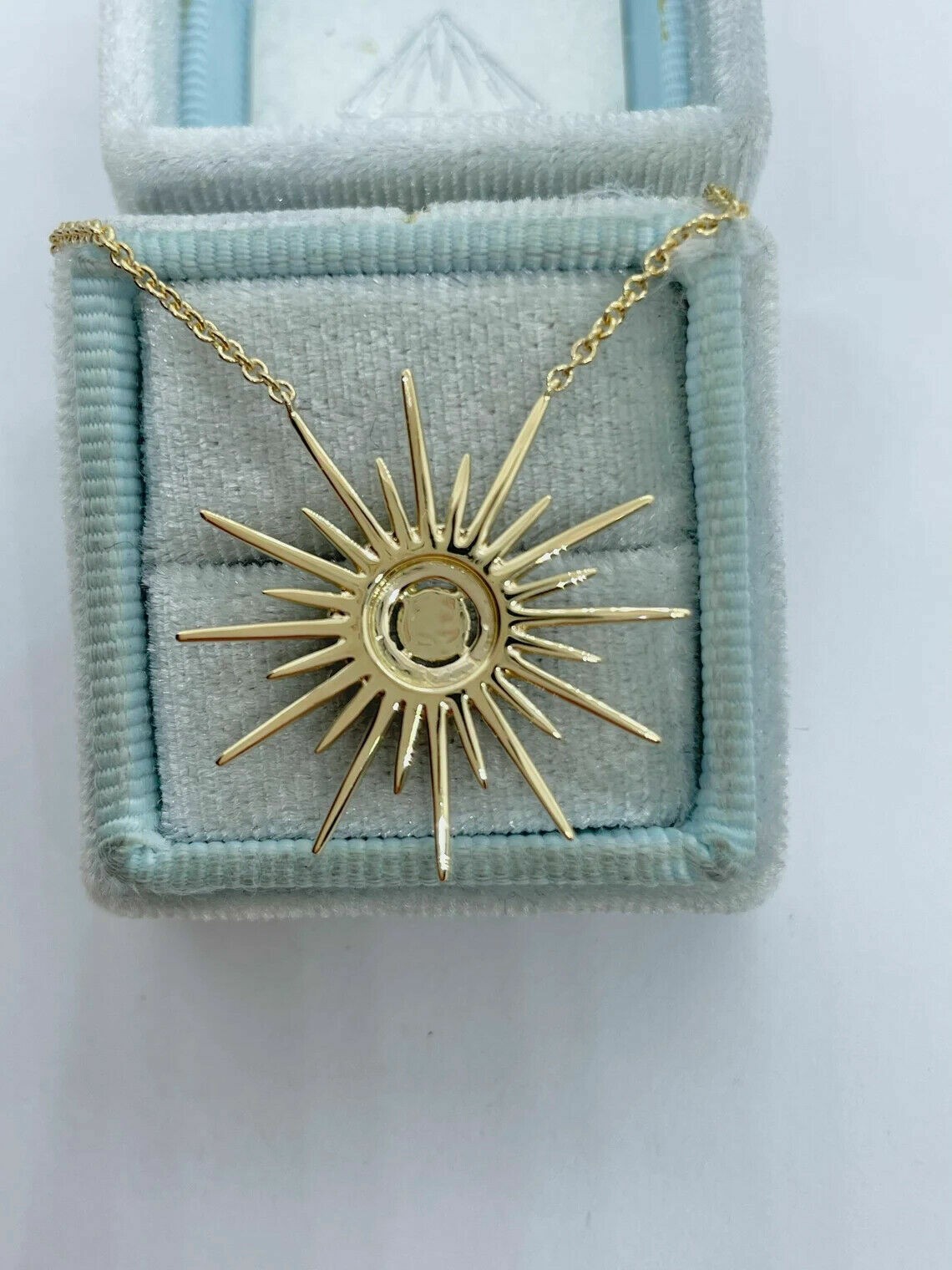 1.50Ct Simulated Round Diamond Sun Pendant 14K Yellow Gold Plated 18” Chain