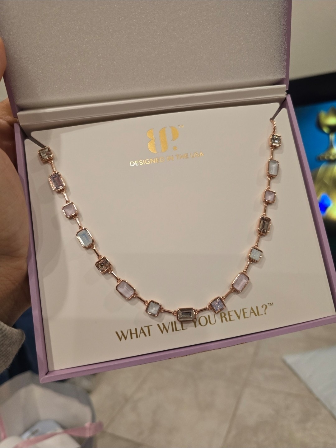 BP NK58612 Rose Gold Plated Round Link Chain Necklace Multicolor Crystal 27in