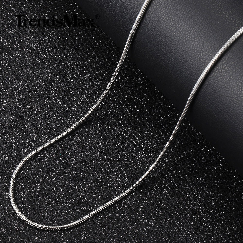 USA 1.6/2.0mm Silver Solid Stainless Steel Round Snake Chain Necklace Unisex