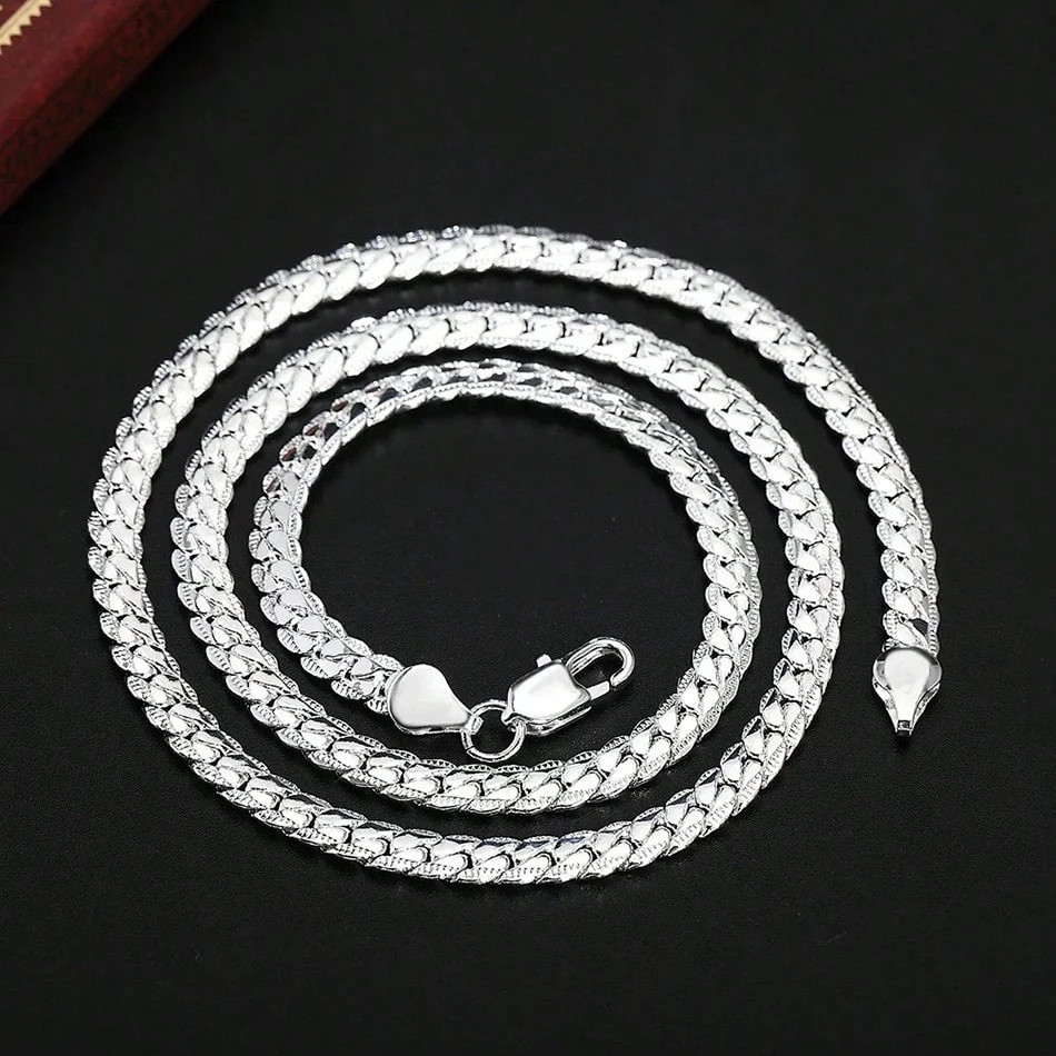 925 Sterling Silver Plated 6mm Figaro Chain Necklace 6-24″ for Men Women Fashion