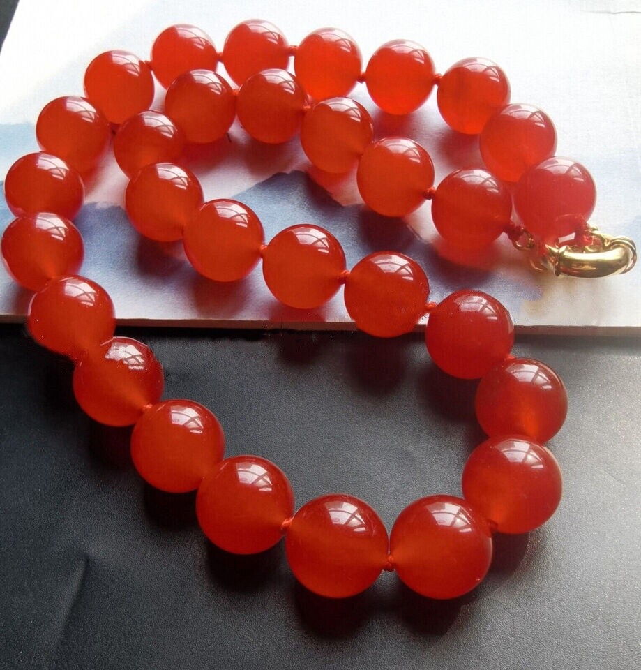 Huge 16mm Natural Red Jade Round Gemstone Beads Necklace Jewelry 16-36″ AAA+