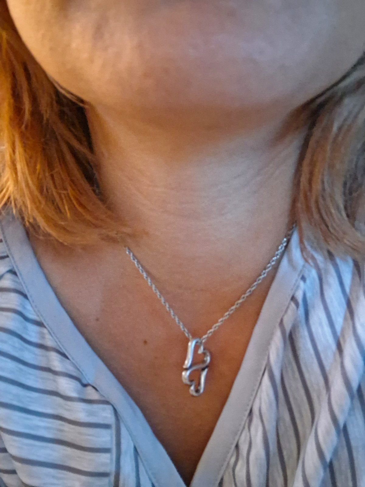 Silver Tone Rope Chain Necklace with Asymmetrical Charm Pendant, No Stone