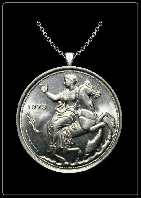 MOON GODDESS Necklace – silver greek greece 1973 drachma coin selene pendant