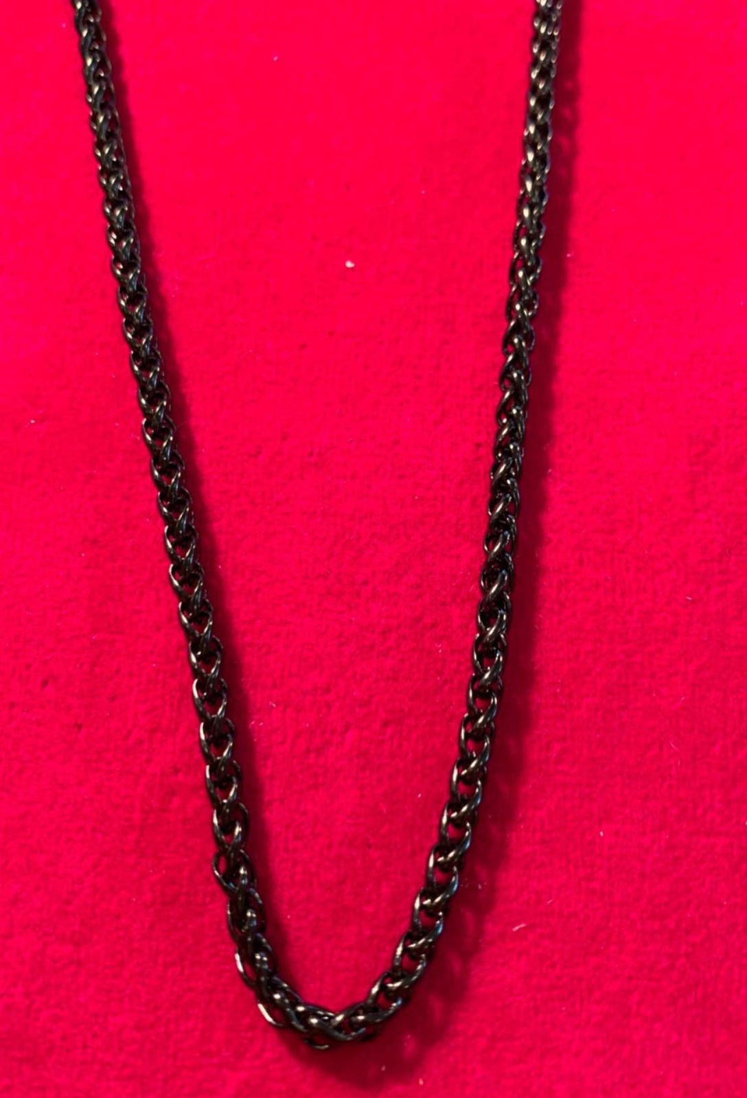 34 inch Unisex ,3mm Stainless Steel Black Plated Braided Wheat Necklace