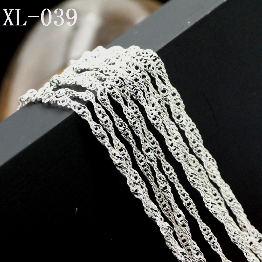 5pcs 16inch-30inch 925 Silver Water-Wave Chain Necklace Silver Jewelry