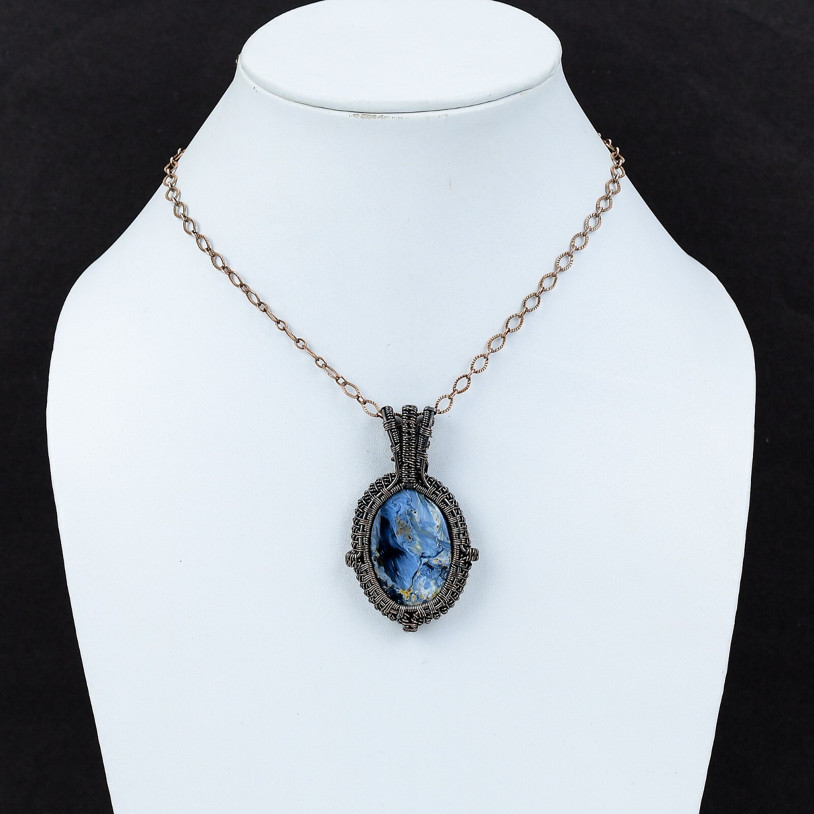 Pietersite Wire Wrapped Pendant Handcrafted Copper Valentine Gift 2.44″