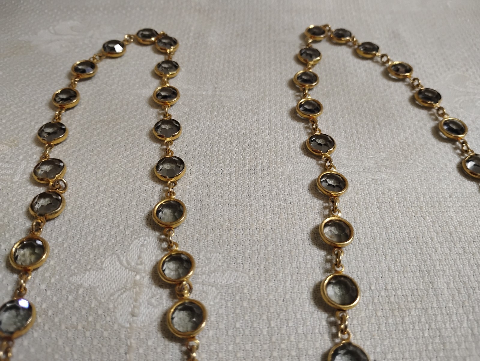 Goldtone Metal Faceted Lightly Smoked Crystal 36″ Necklace