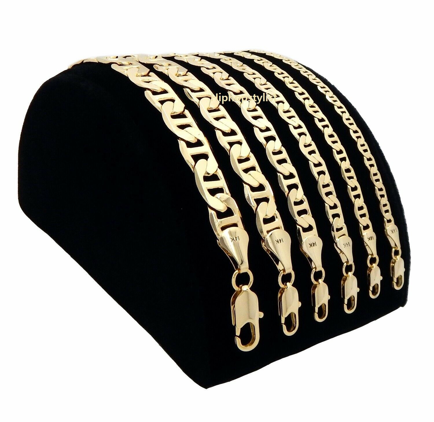 Men’s Mariner Anchor link Chain 14k Gold Plated 3mm to 9mm 20 – 30 inch Necklace
