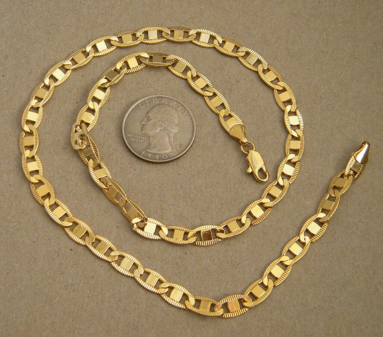 Lady’s Girl Valentino Necklace Chain Yellow Gold Plated 20in Inch Long 5mm Wide