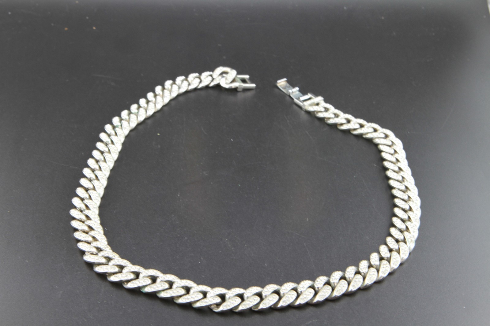 Neckless -Silver CZ over Silver Stainless 20″ Cuban (NEW) Locking Clasp 10mm