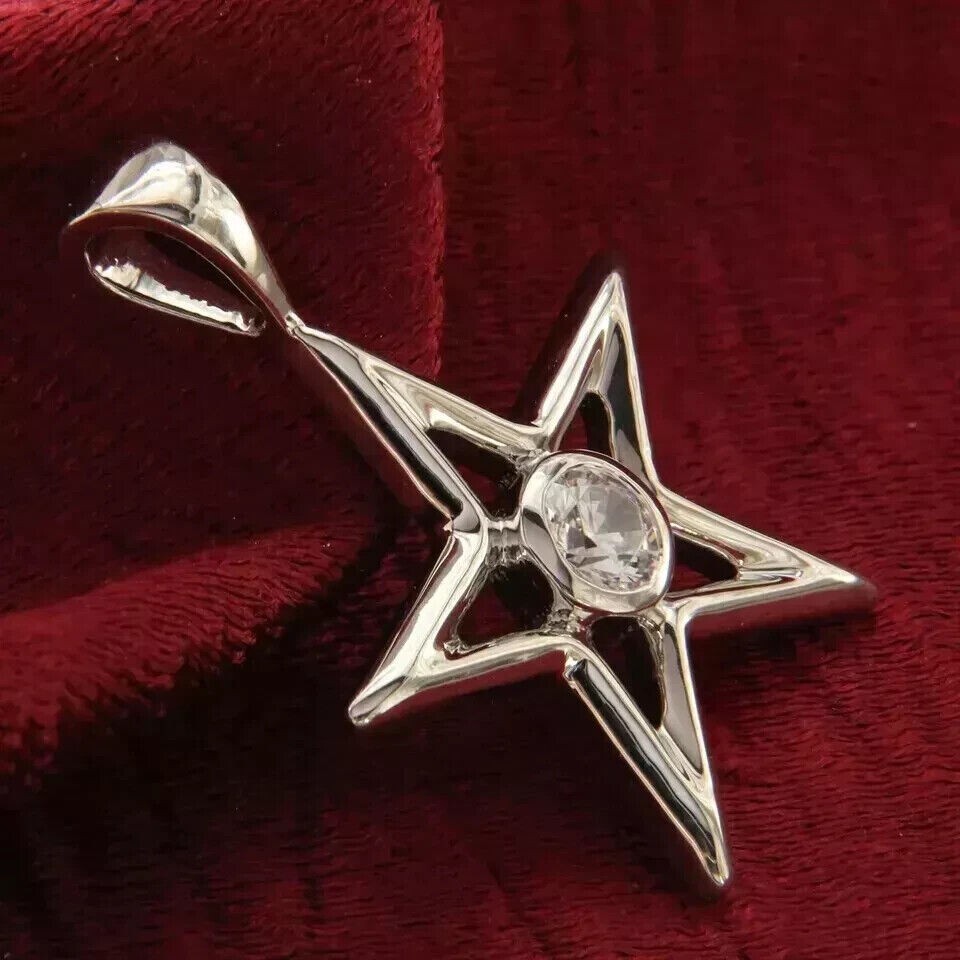 Women’s Stunning Star Pendant Round Cut Simulated Diamond 14k White Gold Plated