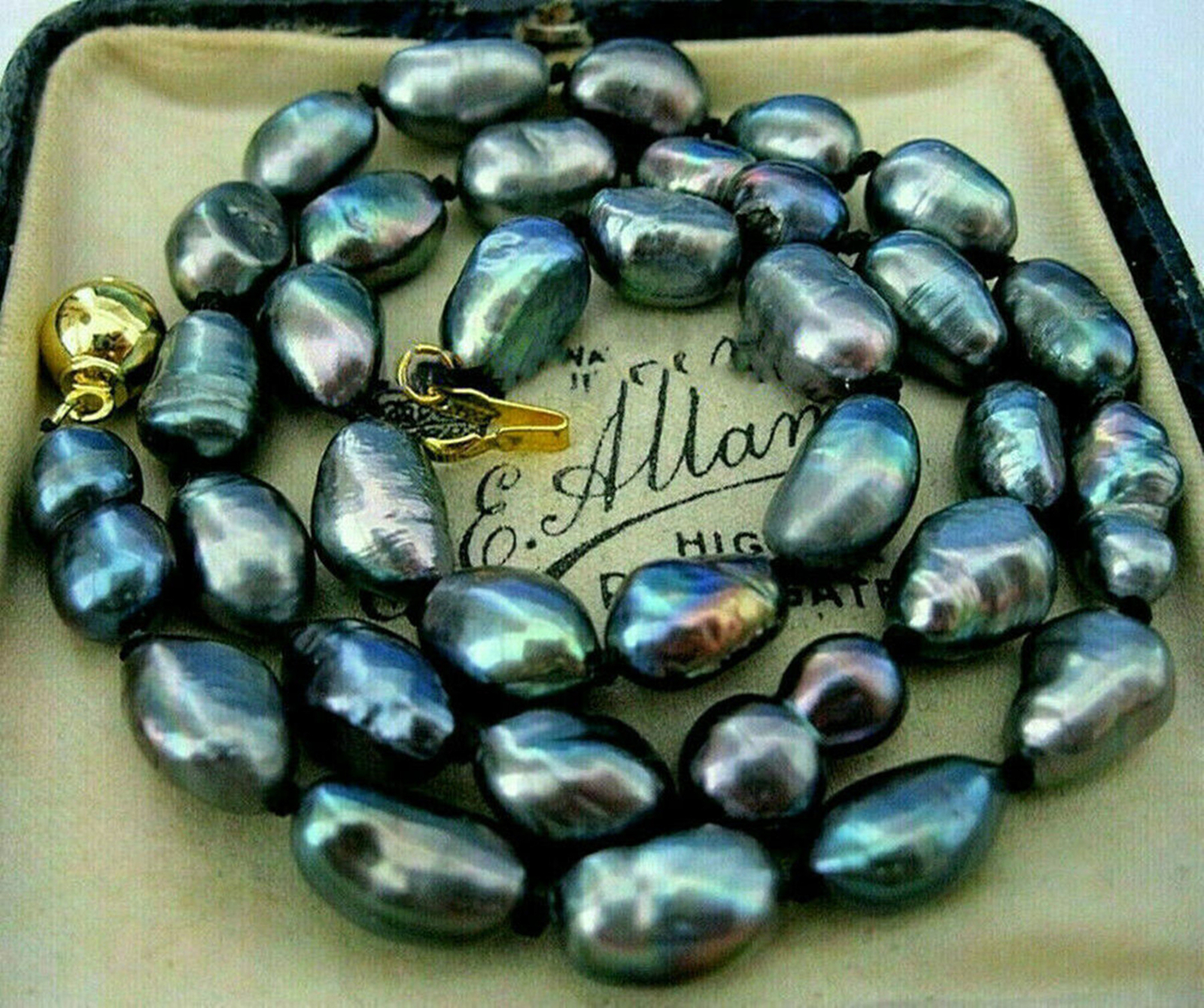 8-9/9-10mm Natural Baroque Freshwater Tahitian Black Pearl Necklace 20″