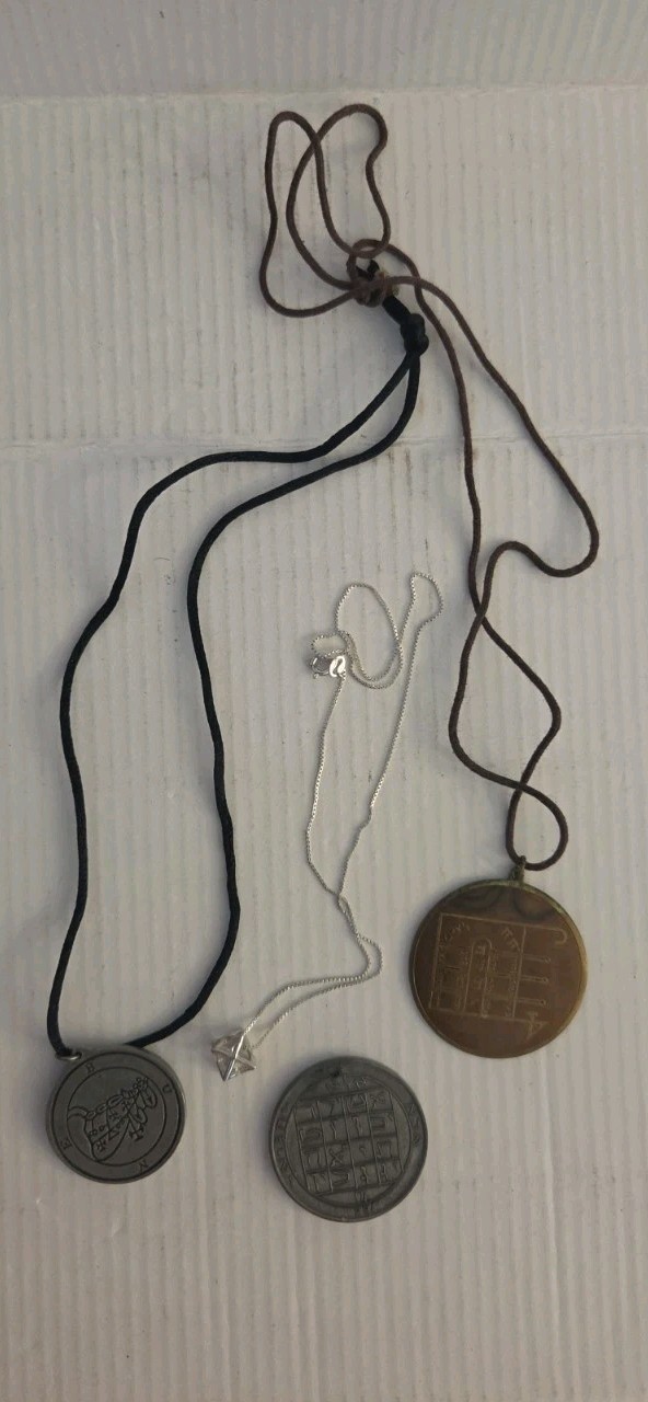 Lot of 4 Antique-Style Necklaces with Pendants/Talisman Sold AS SHOWN Lot.1V