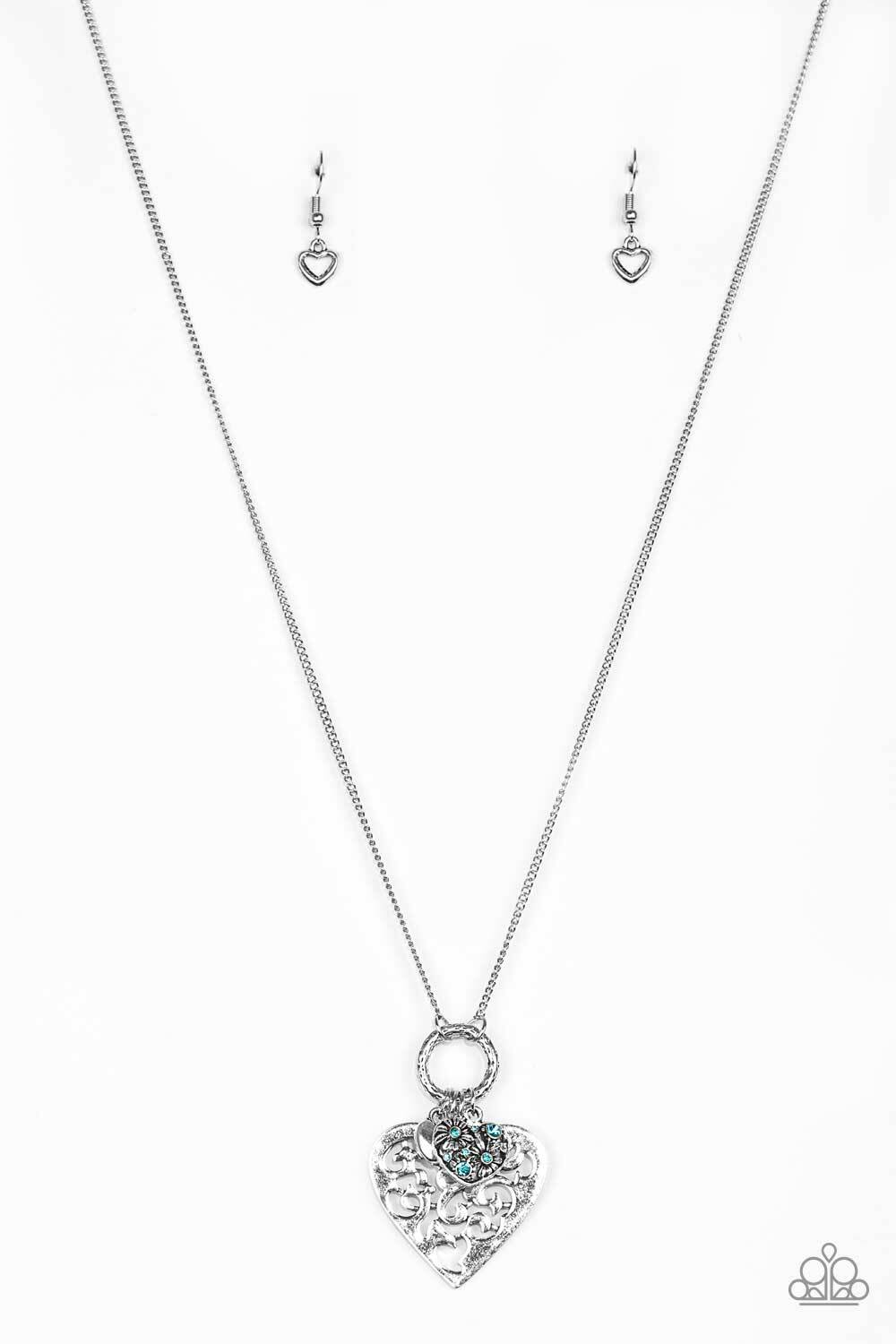 Bountiful Hearts Blue Necklace Paparazzi New