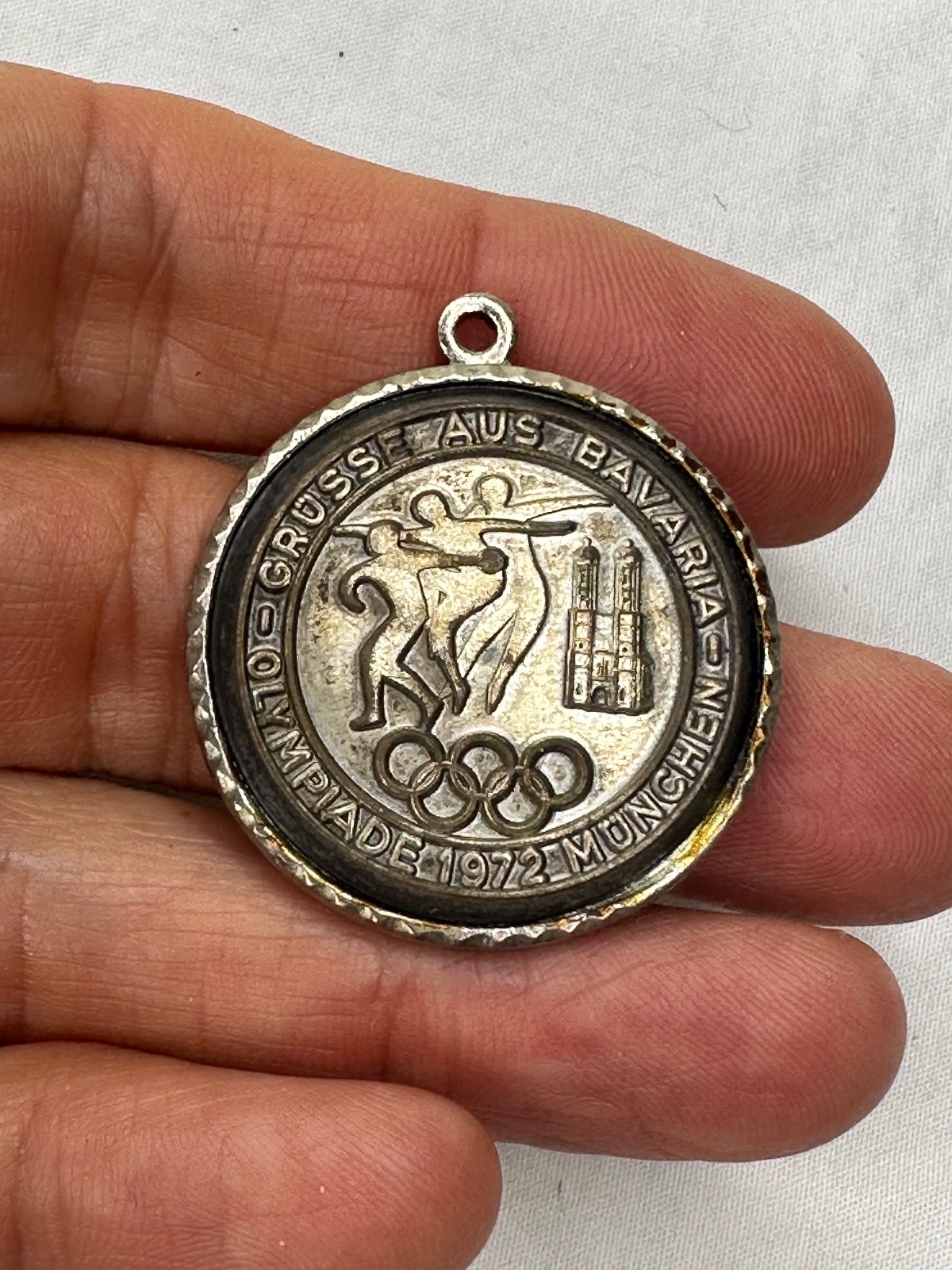 Olympic Games Munich Germany pendant 1972 Silver Tone Medal Charm