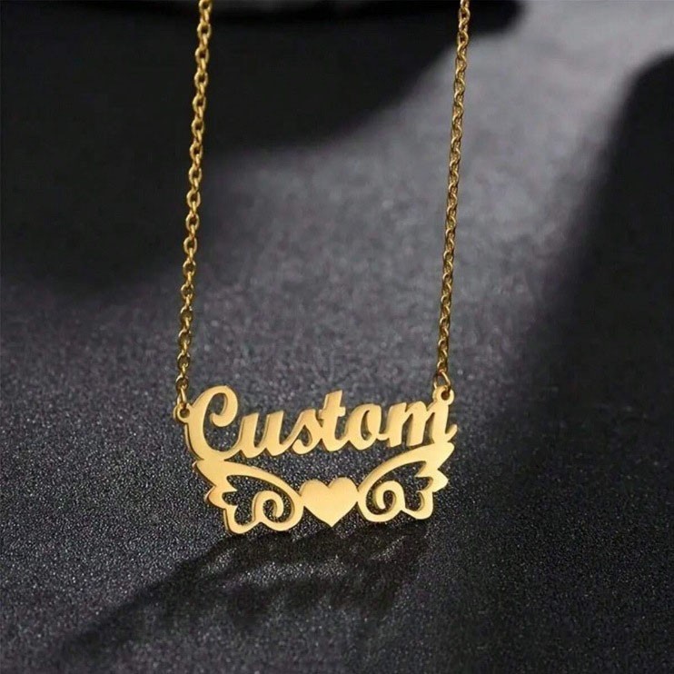 Personalized Name Necklace 18K Gold Plated Customize Any Name Anniversary Gift