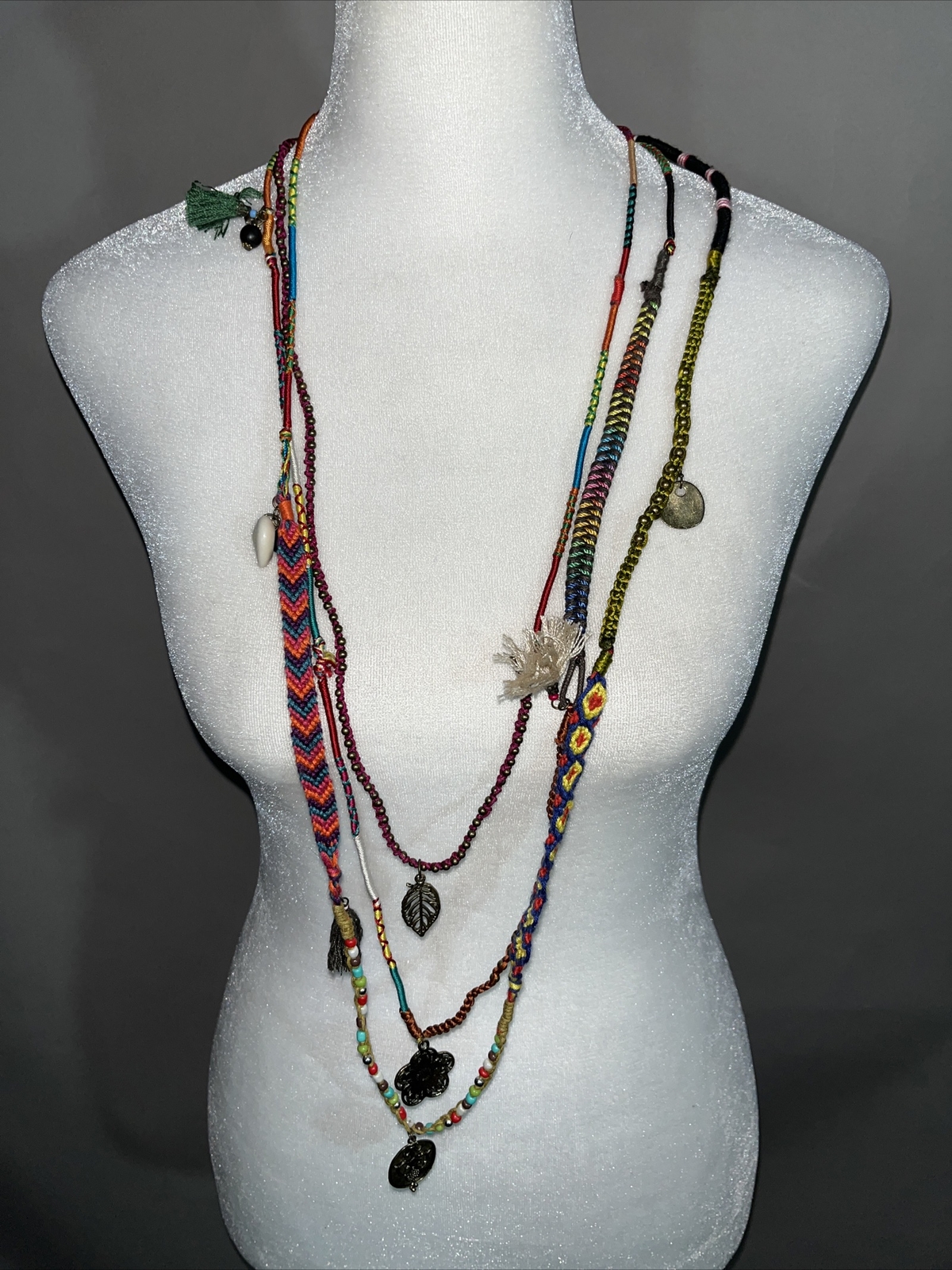 Cara New York Boho Mutli Strand Multi Color Charm Strand Necklace